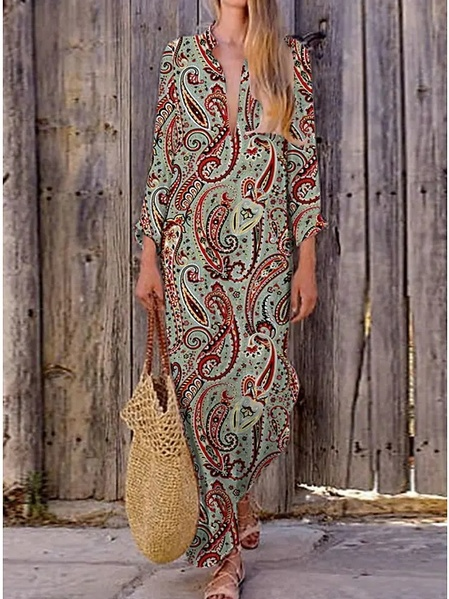 

Paisley Casual Long Dresses, Multicolor, Dresses