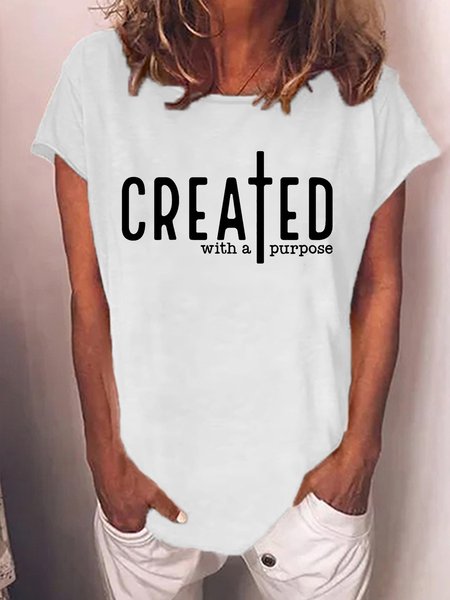 

Created With A Purpose Cross Women's T-Shirt, White, T-shirts
