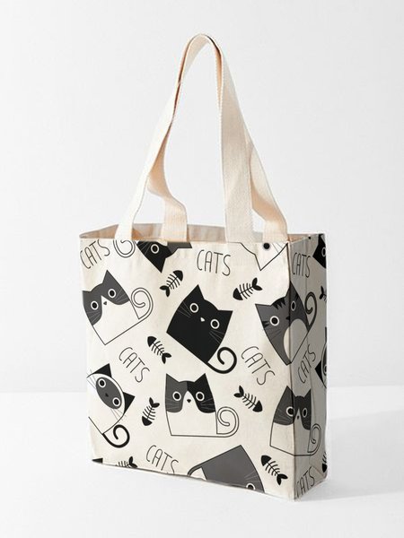 

Cute Cat Full print Shopping Totes, As picture, Bags