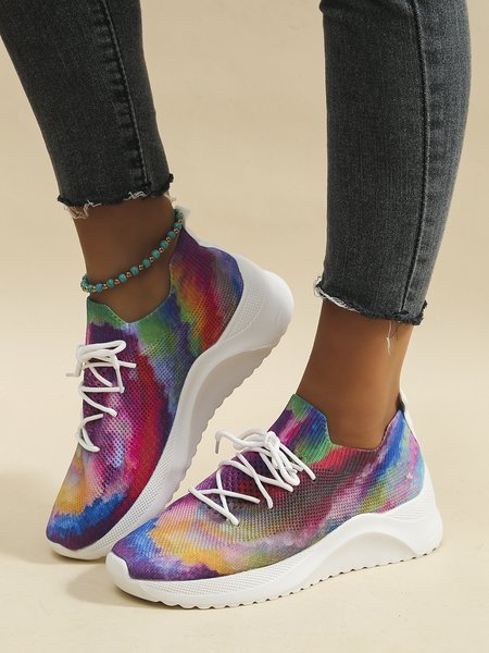 

Color Gradient Flyknit Sneakers, As picture, Sneakers