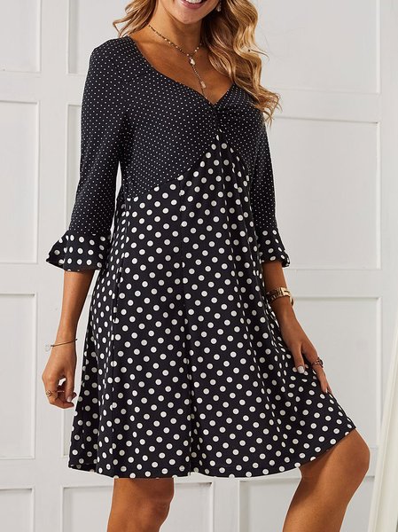 

Casual Polka Dots Regular Fit Dresses, Black, Dresses