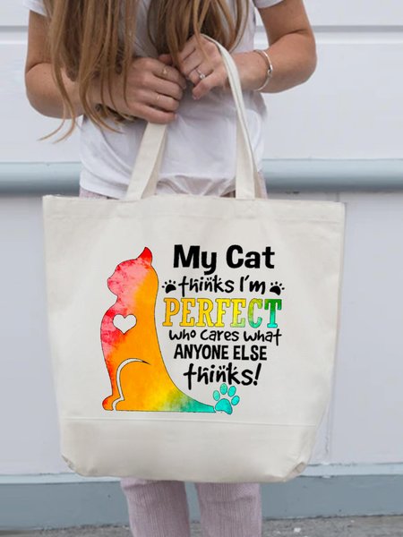 

Colorful cat print shopper tote, White, Bags