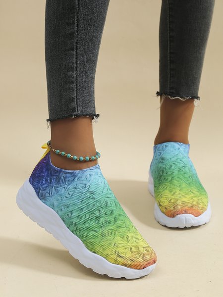 

Rainbow Gradient Flyknit Sneakers, As picture, Sneakers