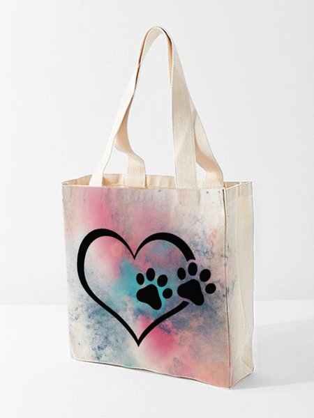

Tie-dye Cat Paw Heart Print Shopping Totes, As picture, Bags
