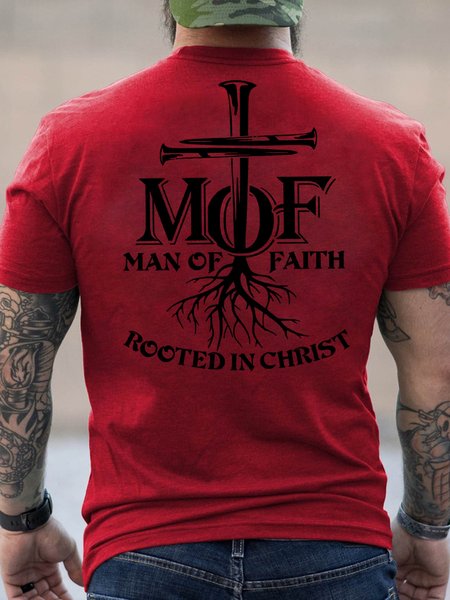 

Mof Man Of Faith Rooted In Christ Men's T-Shirt, Red, T-shirts