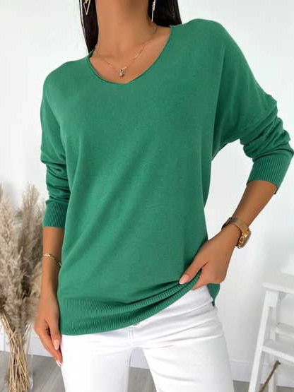 

Casual Plain Loose Sweater, Green, Sweaters
