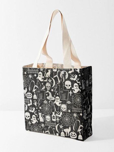 

Ghosts And Cats In Halloween Shopping Totes, As picture, Bags