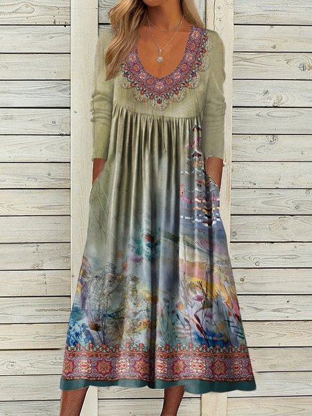 

Casual Regular Fit V Neck Dresses, Multicolor, Dresses