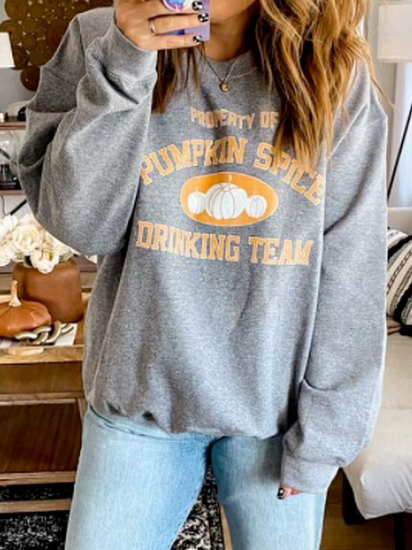 

Crew Neck Halloween Casual Sweatshirts, Gray, Sweatshirts & Hoodies