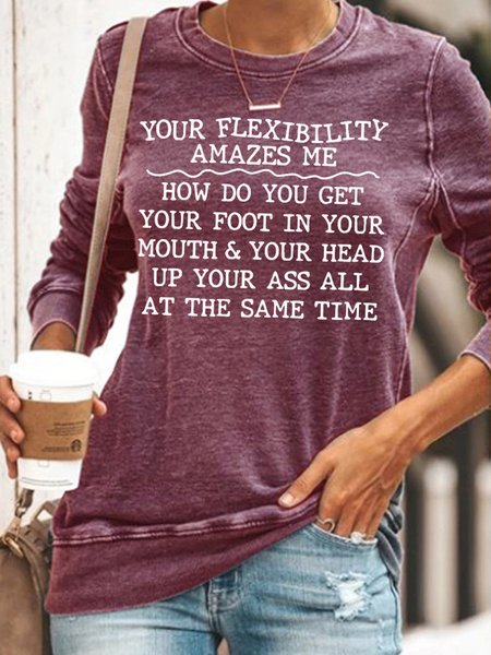 

Womens Your Flexibility Amazes Me Crew Neck Sweatshirt, Red, Hoodies&Sweatshirts