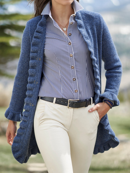 

Casual Plain Wool/Knitting Others Regular Fit Sweater Coat, Blue, Outerwear