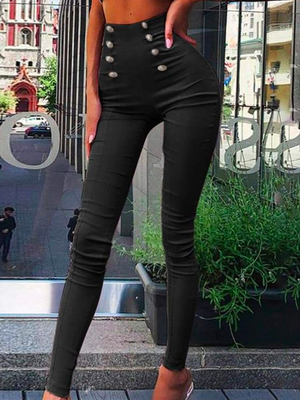

Plain Casual Tight Leggings, Black, Leggings
