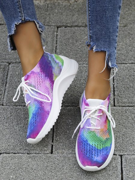 

Colorful Gradient Tie-Dye Flyknit Sneakers, As picture, Sneakers