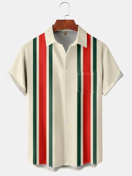 

Men's Casual Short Sleeve Hawaiian Shirt with Chest Pocket Print, Apricot, Short Sleeve Shirts