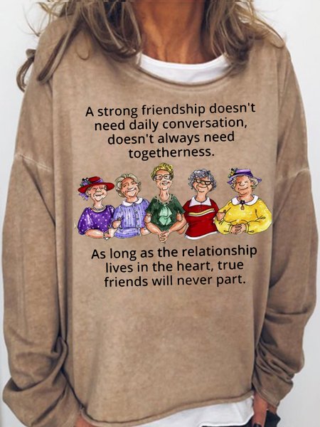 

Womens friendship Crew Neck Sweatshirt, Light brown, Hoodies&Sweatshirts