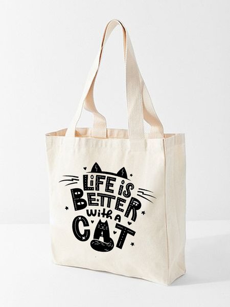 

Funny Cat Images Shopping Tote, White, Bags