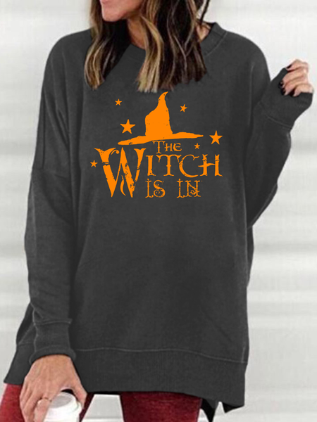 

Women Witch Happy Halloween Loose Sweatshirts, Deep gray, Hoodies&Sweatshirts
