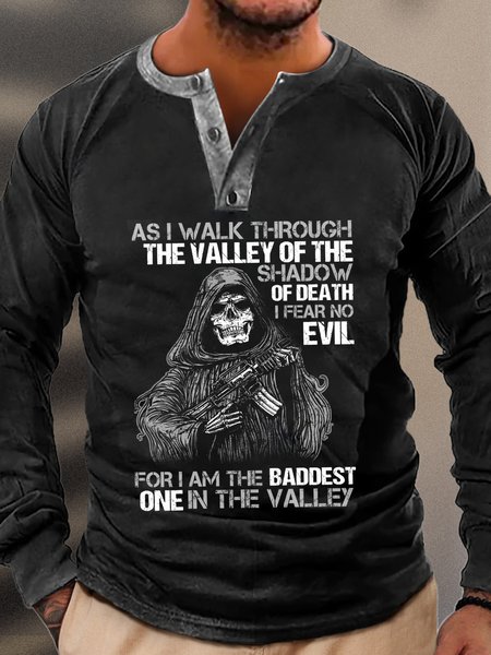 

As I Walk Through The Valley Of The Shadow Of Death I Fear No Evil For I Am The Baddest Long Sleeve T-Shirt, Black, Long Sleeves