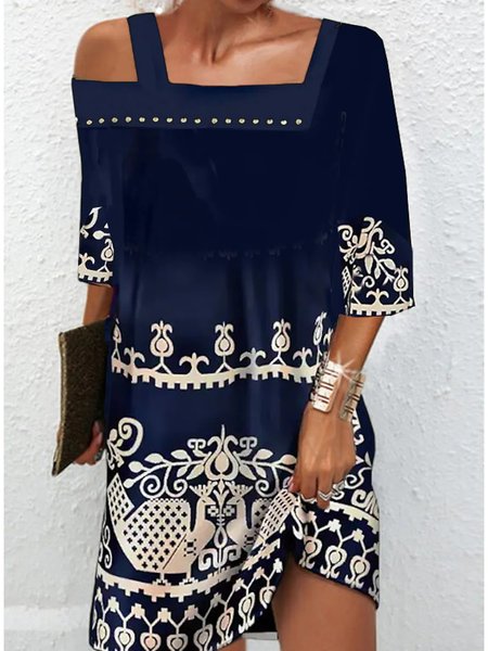 

Regular Fit Square Neck Dresses, Blue, Dresses