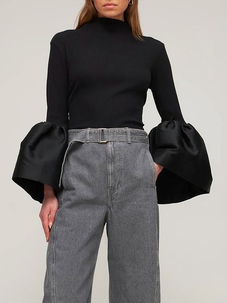 

Daily Long sleeve Plain Regular Fit Elegant Sweater, Black, Sweaters