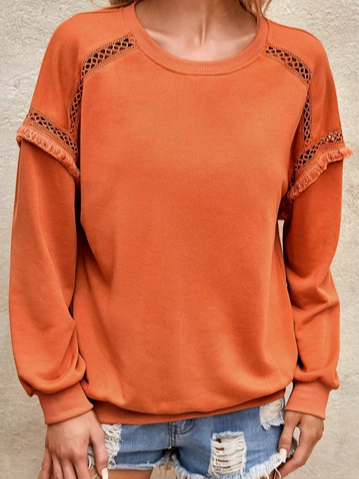 

Guipure Lace Insert Sweatshirt, Orange, Sweatshirts & Hoodies