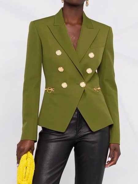 

Urban Lapel Collar Buttoned Regular Fit Blazer, Green, Blazers
