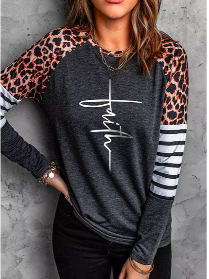 

Crew Neck Casual Loose Color Block Striped T-Shirt, Multicolor, T-Shirts
