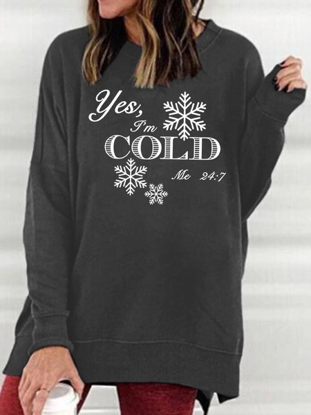 

Women I’m Cold Letters Cotton Casual Sweatshirts, Deep gray, Hoodies&Sweatshirts