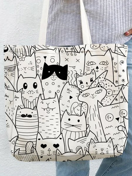 

Various Cat Prints Shopping Totes, As picture, Bags