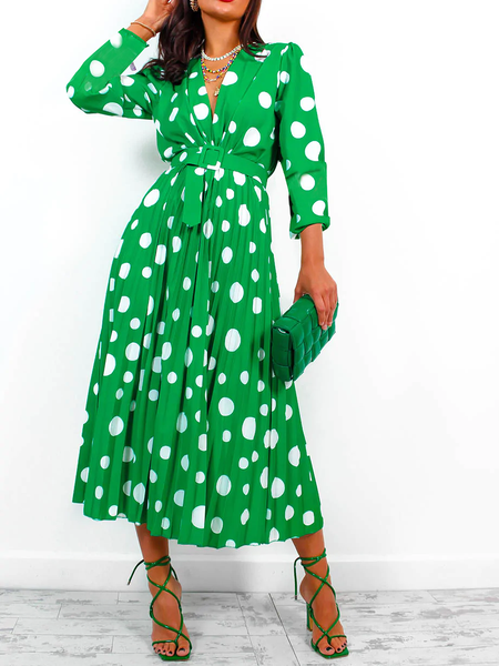 

Regular Fit V neck Three Quarter Elegant Long Dresses, Green, Maxi Dresses
