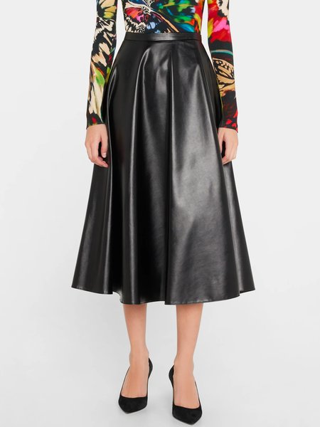 

Midi Black Daily Regular Fit Urban Pu Skirt, Skirts