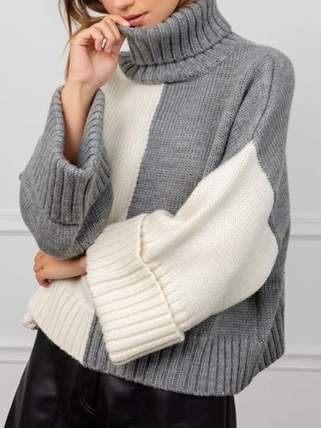 

Daily Long sleeve Regular Fit Color Block Urban Sweater, Gray, Sweaters