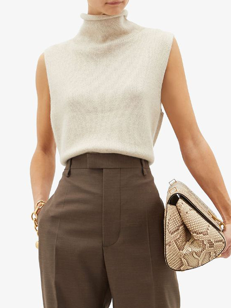 

High Elasticity Regular Fit Turtleneck Simple Sweater, Apricot, Sweaters