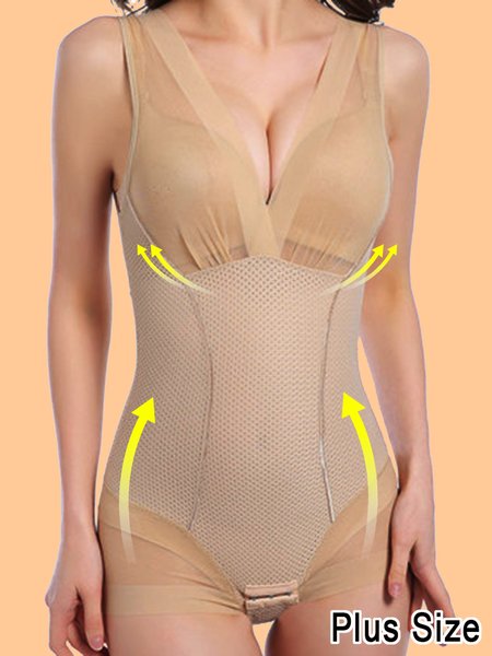 

Gathering Abdominal Lifting Hips Seamless Breathable One-Piece Body Shaping Underwear, Nude, Bodysuit