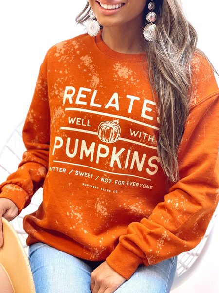 

Halloween tie dyed pumpkin print loose Pullover Sweater plus size, Orange, Sweatshirts & Hoodies
