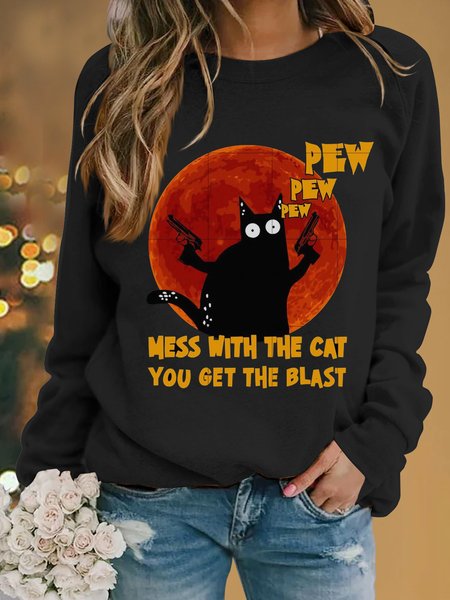

Mess With The Cat You Get The Blast Halloween Pullover Sweater plus size, Black, Sweatshirts & Hoodies