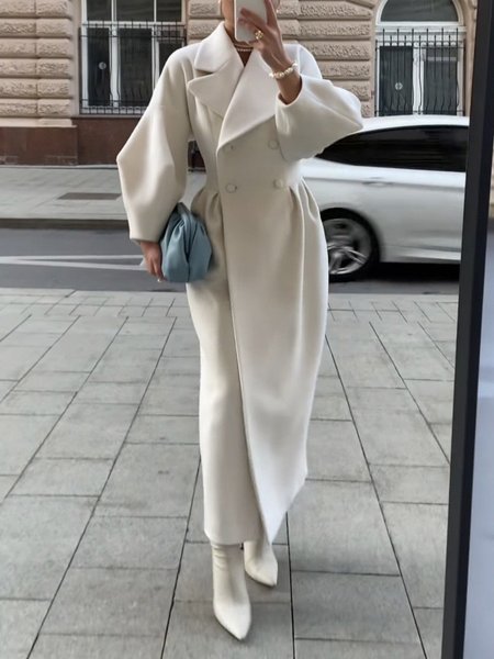 

Urban Long Sleeve Plain Regular Fit Overcoat, Off white, Coats