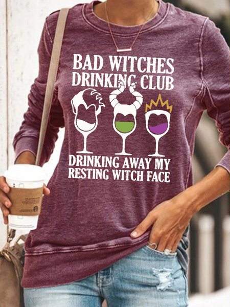 

Womens Bad witches drinking club HalloweenCasual Sweatshirt, Red, Hoodies&Sweatshirts