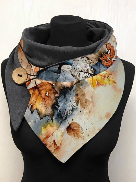 

Women's Vintage Maple Leaf Pattern Print Triangle Scarf Casual Mature 2022, As picture, Scarfs