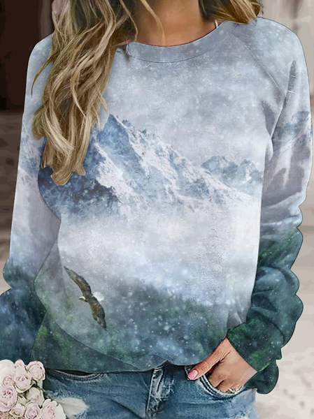 

Womens Landscape Painting Eagle Call of the Wild Casual Sweatshirt, As picture, Hoodies&Sweatshirts