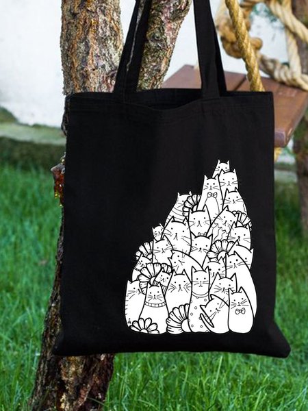 

Bundle of Cats Graphic Shopping Tote, Black, Bags