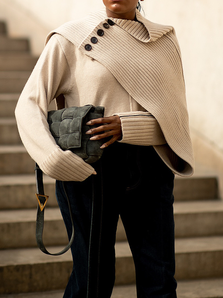 

High Elasticity Loose Long sleeve Mid-long Sweater, Apricot, Sweaters