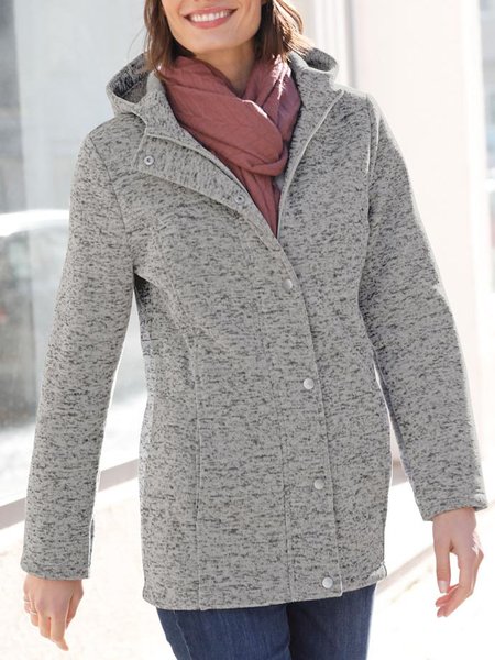 

Casual Plain Thick Warm Hooded Jacket, Gray, Jackets