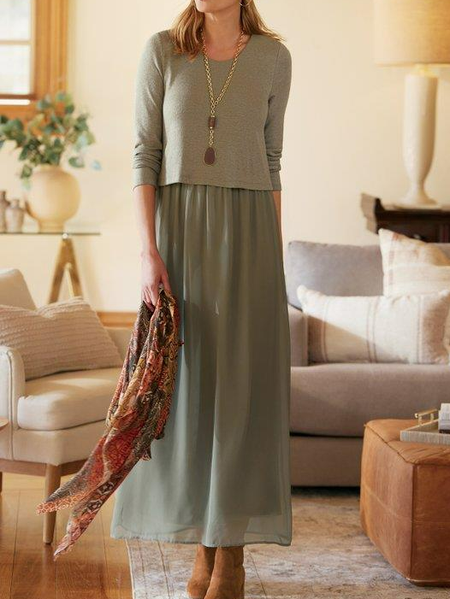 

Plain Casual Regular Fit Dresses, Green, Maxi Dresses