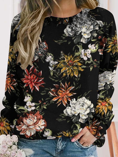 

Lilicloth x Iqs Vintage Floral Painting Women's Sweatshirt, As picture, Hoodies&Sweatshirts