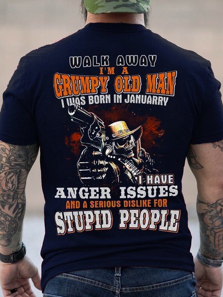 

Walk Away I‘m A Grumpy Old Man Crew Neck Casual T-Shirt, Dark blue, T-shirts