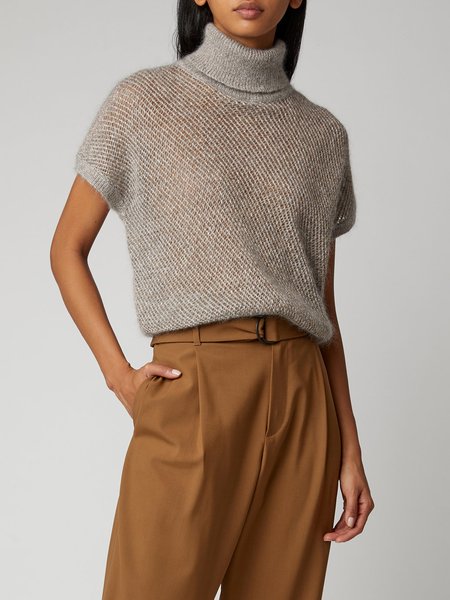 

Casual Plain Short Sleeve Loose Sweater, Gray, Sweaters