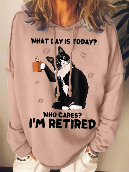 

Women I’m Retired Black Cat Coffee Casual Sweatshirt, Pink, Hoodies&Sweatshirts