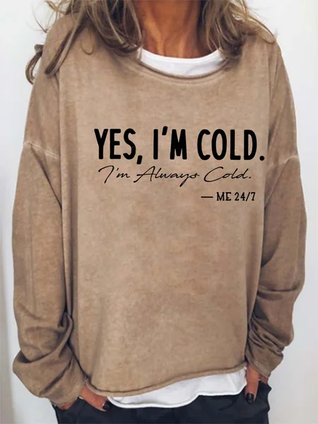

Casual Crew Neck Text Letters Sweatshirt, Khaki, Hoodies & Sweatshirts