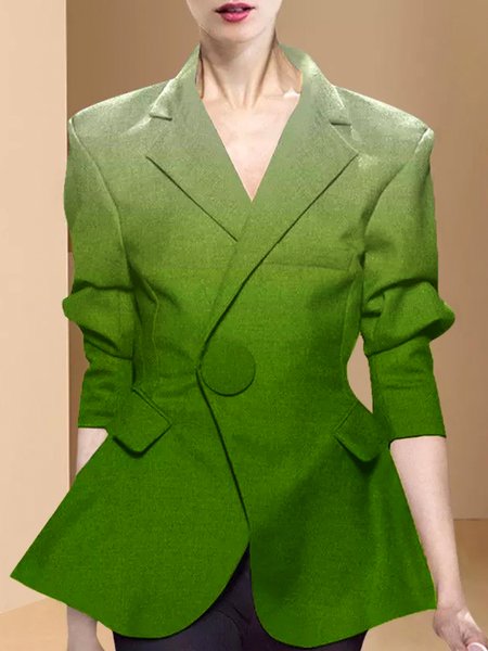 

Urban Ombre Lapel Collar Long Sleeve Regular Size Blazer, Green, Blazers